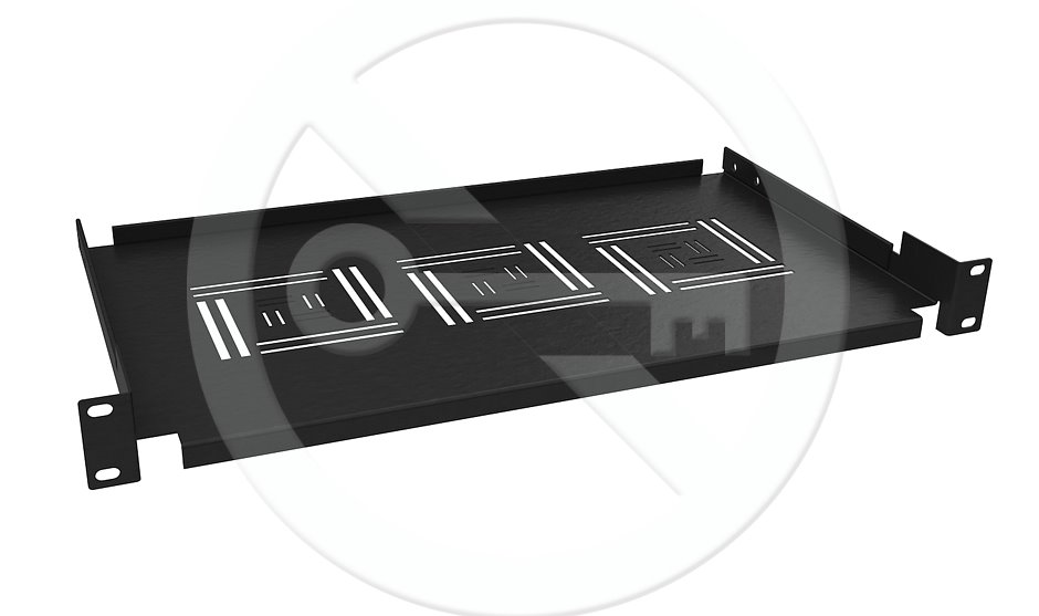 E-shop Solarix Polica 19" Polica 19" 1U 250mm ukladacie plato BK úchyt na prednej lišty UP-02-B 80500250