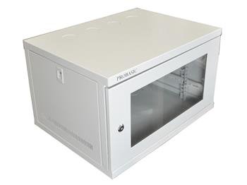 E-shop SAPRO 19" Kovový rozvádzač montážna skriňa so sklenenými dvierkami 6U 540*400*320 RAL7035