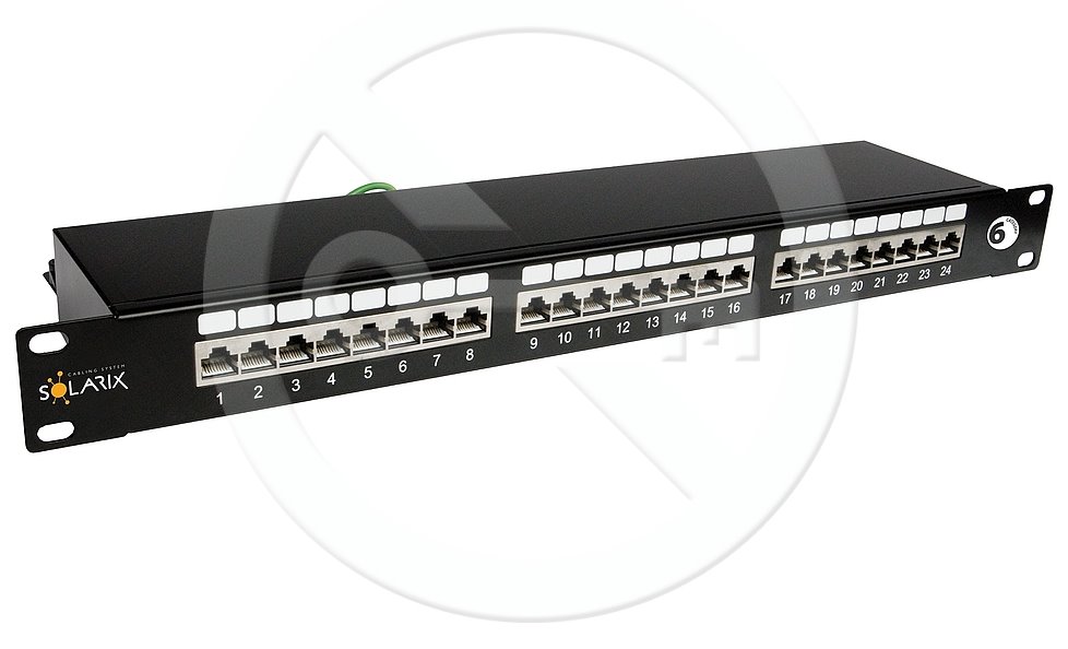 Patch panel Solarix 24 x RJ45 CAT6 STP čierny 1U SX24-6-STP-BK