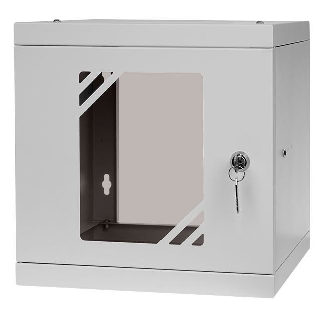 E-shop RACK skriňa závesná NEKU TS 10" 6U 300mm, samozostaviteľná, šedá 7035 RC10-6U-300GG