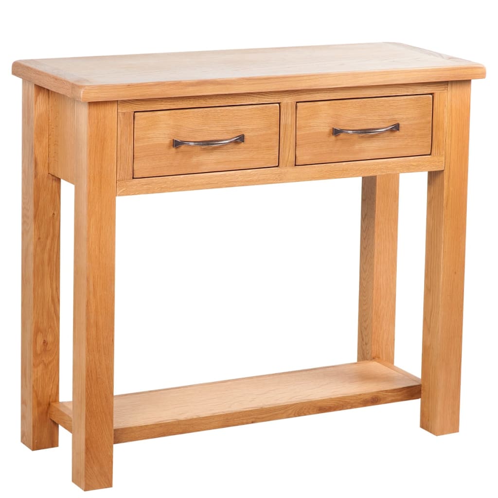 E-shop Multidom Konzolový stolík s 2 zásuvkami 83x30x73 cm, dubový masív