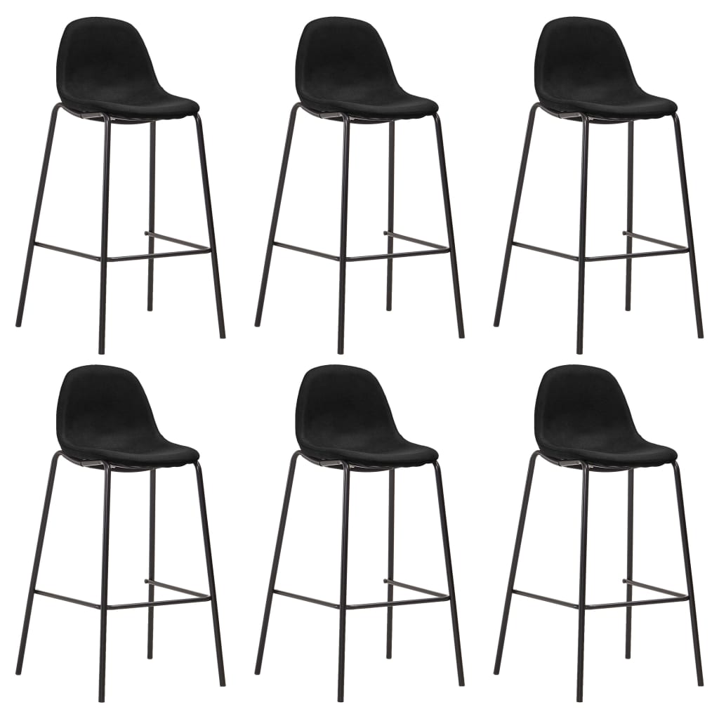 E-shop Multidom Barové stoličky 6 ks, čierne, látka