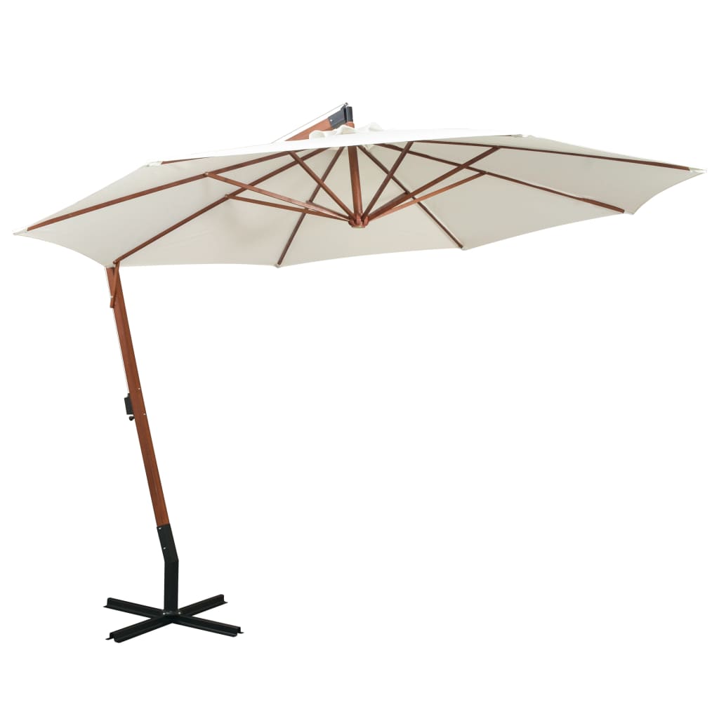 E-shop Multidom Visiaci slnečník 350 cm, drevená tyč, biely