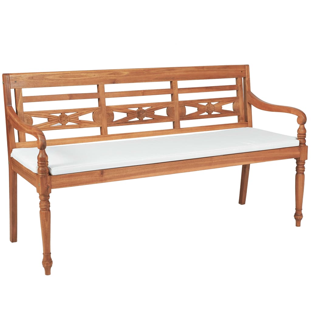 E-shop Multidom Lavička Batavia s podložkami 150 cm, tíkové drevo