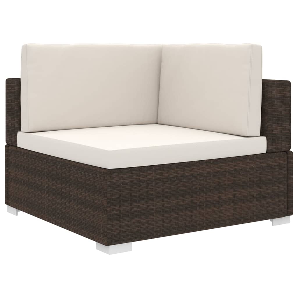 Multidom Rohová sedačka 1 ks s podložkami, polyratan, hnedá