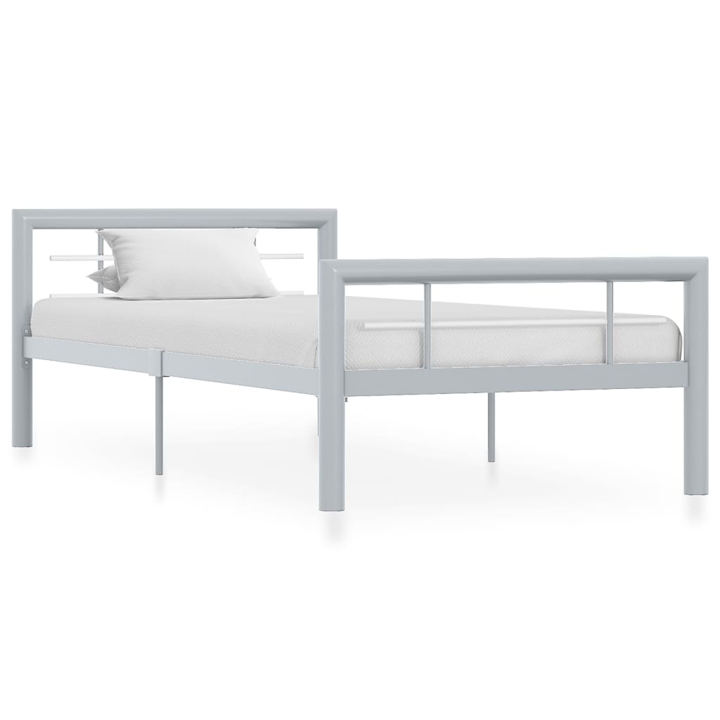 E-shop Multidom Posteľný rám, sivo biely, kov 90x200 cm