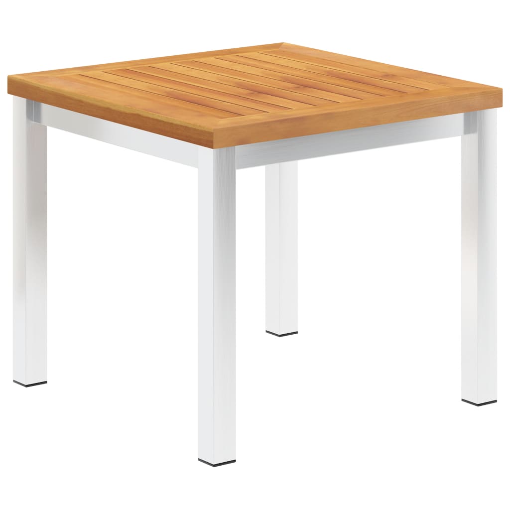 E-shop Multidom Záhradný príručný stôl 45x45x38 cm akáciový masív a nehrdzavejúca oceľ