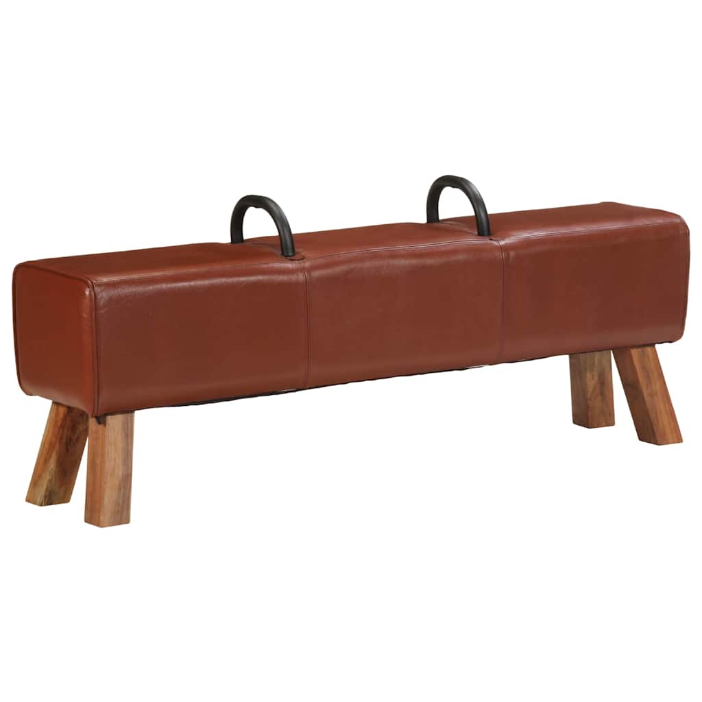 E-shop Multidom Vintage lavica v tvare gymnastickej kozy s rúčkami pravá kozia koža