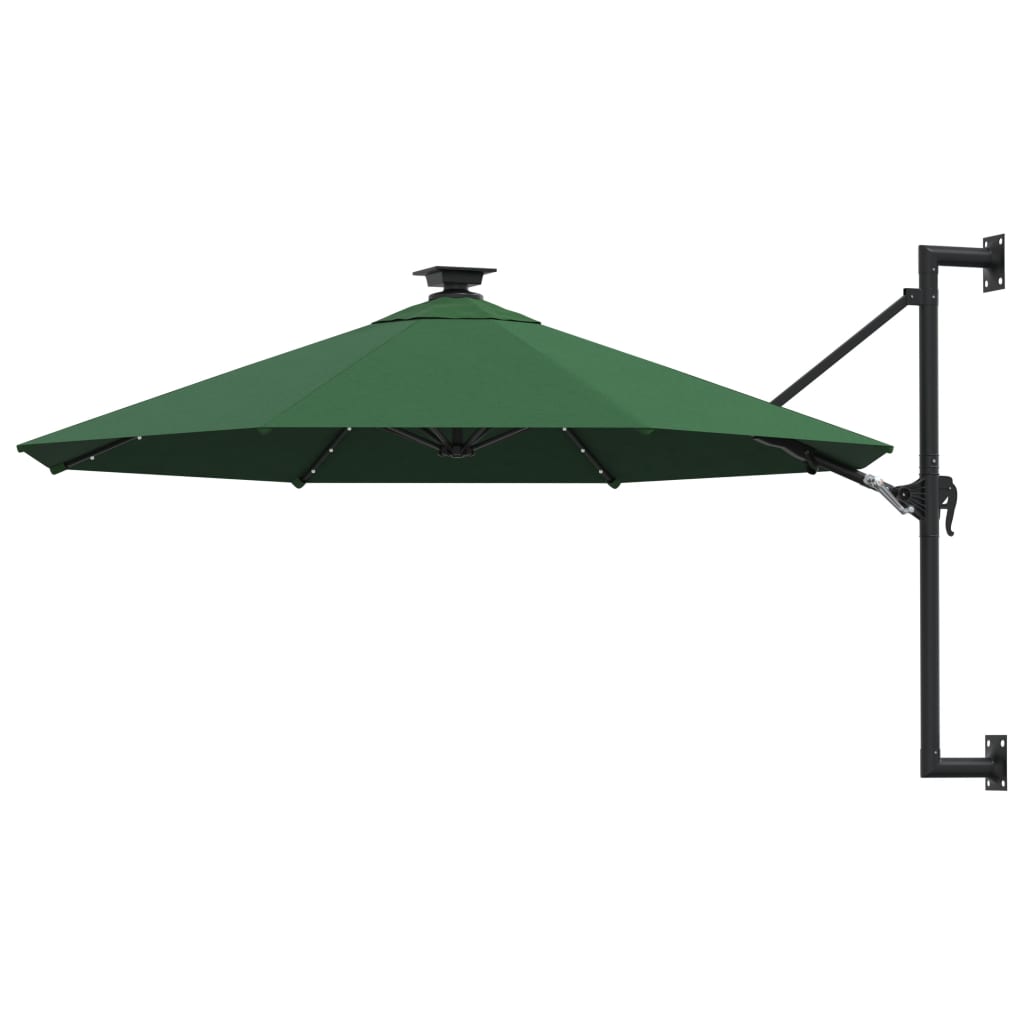 E-shop Multidom Nástenný záhradný slnečník s LED 300 cm, zelený
