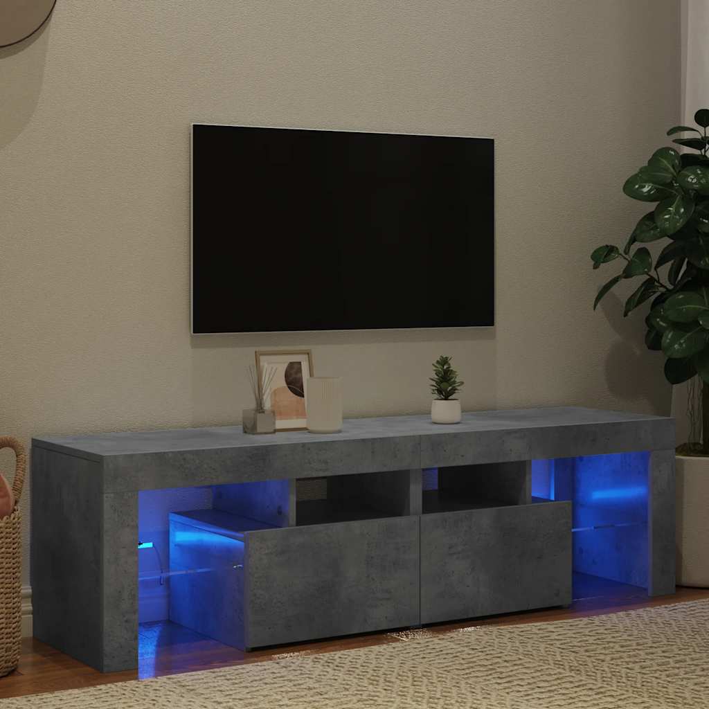 E-shop Multidom TV skrinka s LED svetlami, betónovo sivá 140x36,5x40 cm