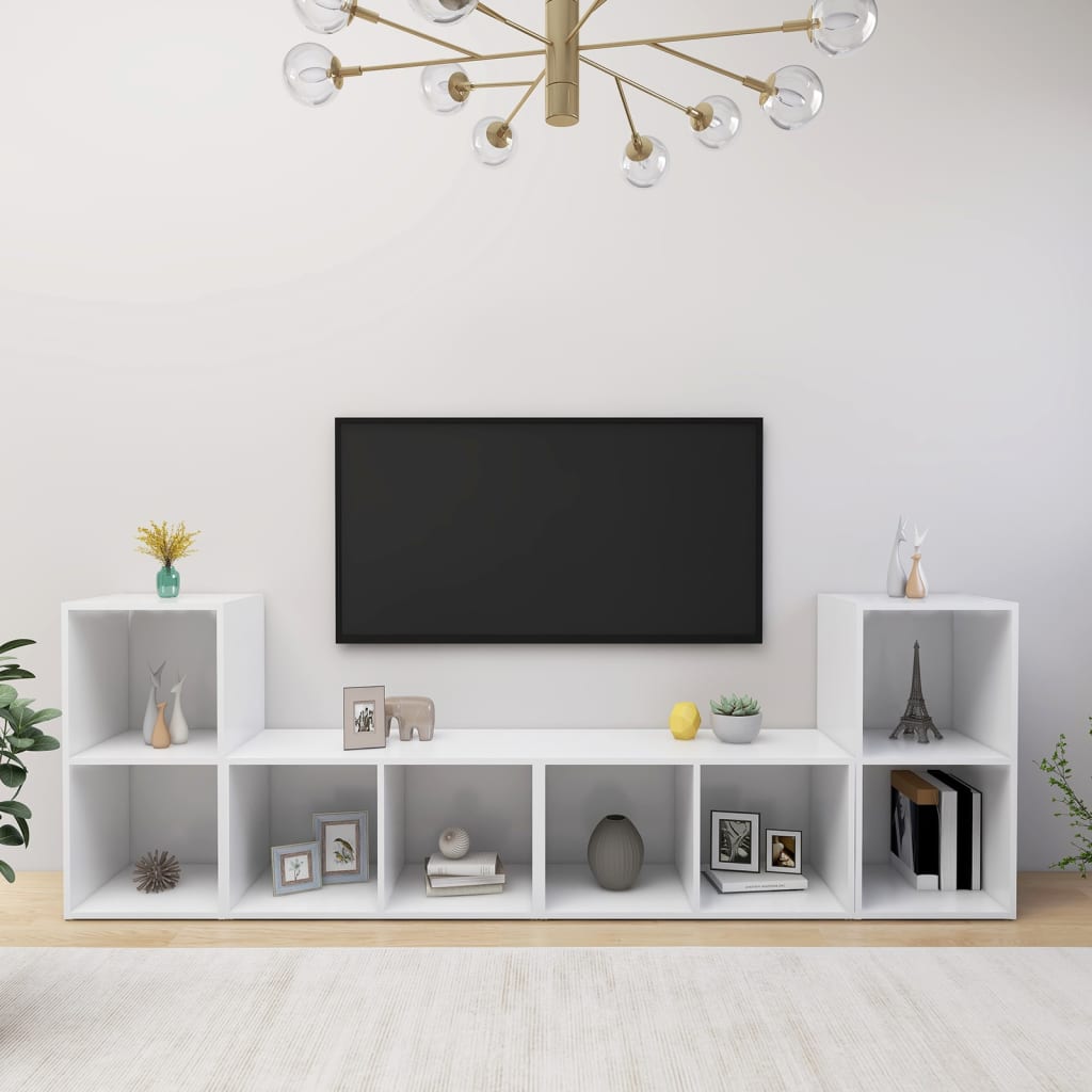 E-shop Multidom TV skrinky 4 ks, biele 72x35x36,5 cm, kompozitné drevo