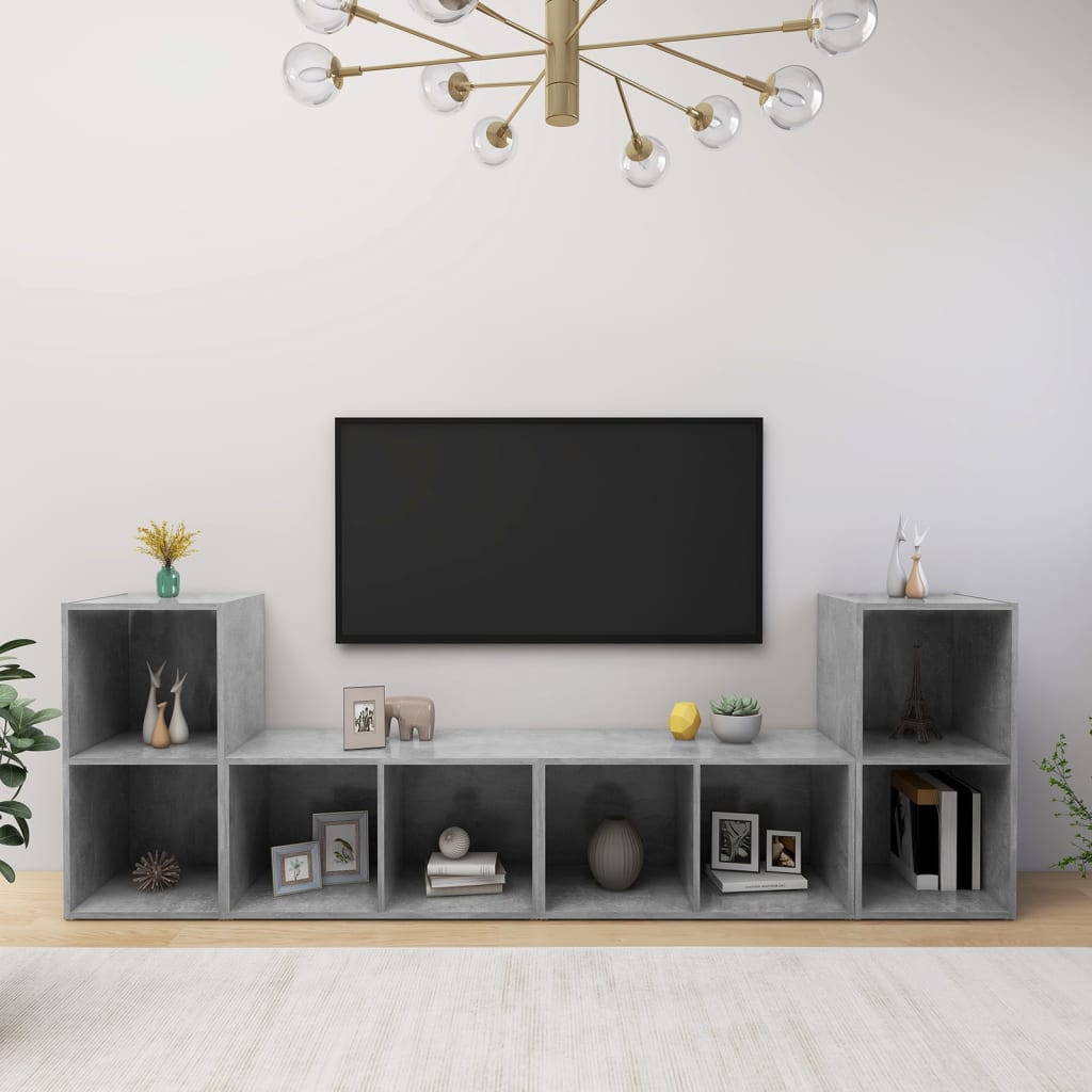 E-shop Multidom TV skrinky 4 ks, betónovo sivé 72x35x36,5 cm, kompozitné drevo