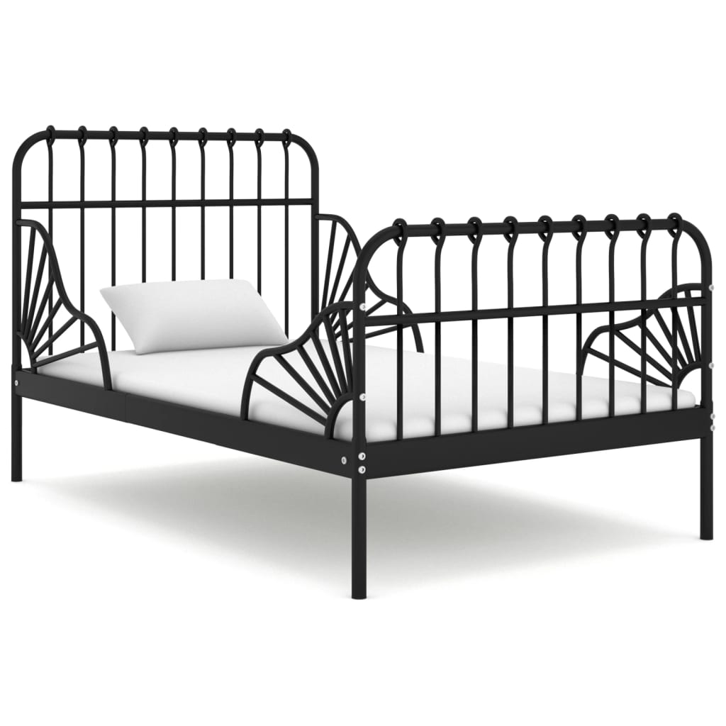 E-shop Multidom Rozšíriteľný posteľný rám čierny kovový 80x130/200 cm