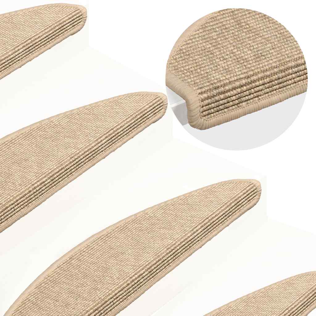 E-shop Multidom Schodové rohože 15 ks 65x21x4 cm svetlobéžové, polkruhové, veľké