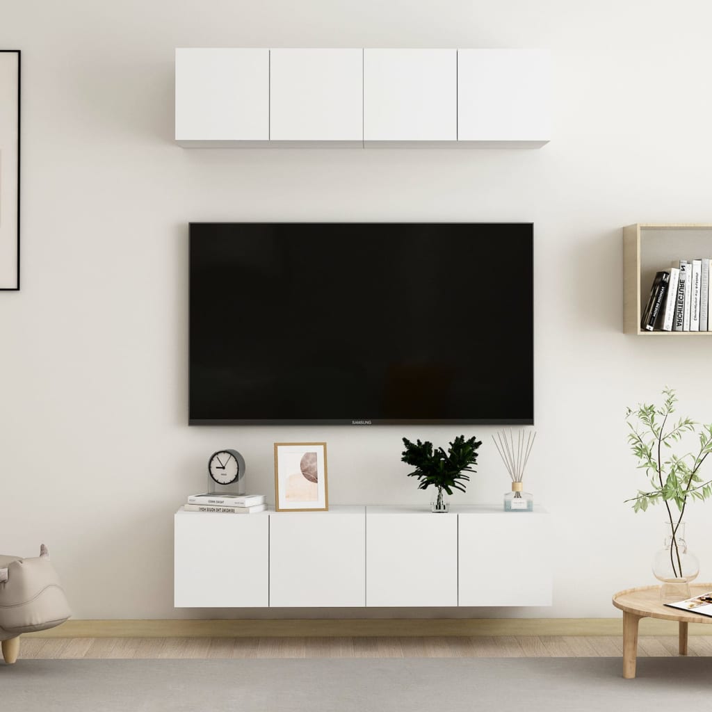 E-shop Multidom TV skrinky 4 ks, biele 60x30x30 cm, kompozitné drevo