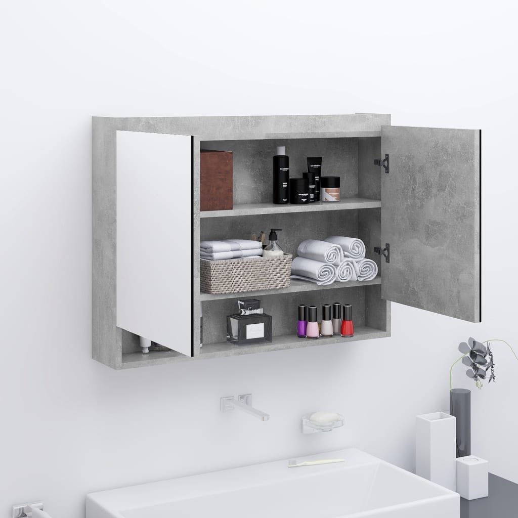 E-shop Multidom Kúpeľňová zrkadlová skrinka 80x15x60 cm MDF betónovosivá