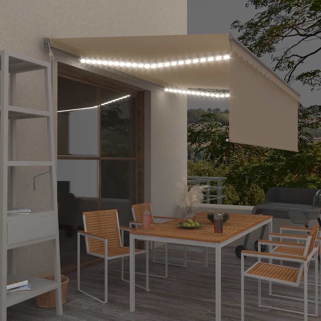E-shop Multidom Automatická markíza s tienidlom&LED&senzorom vetra 4x3m krémová