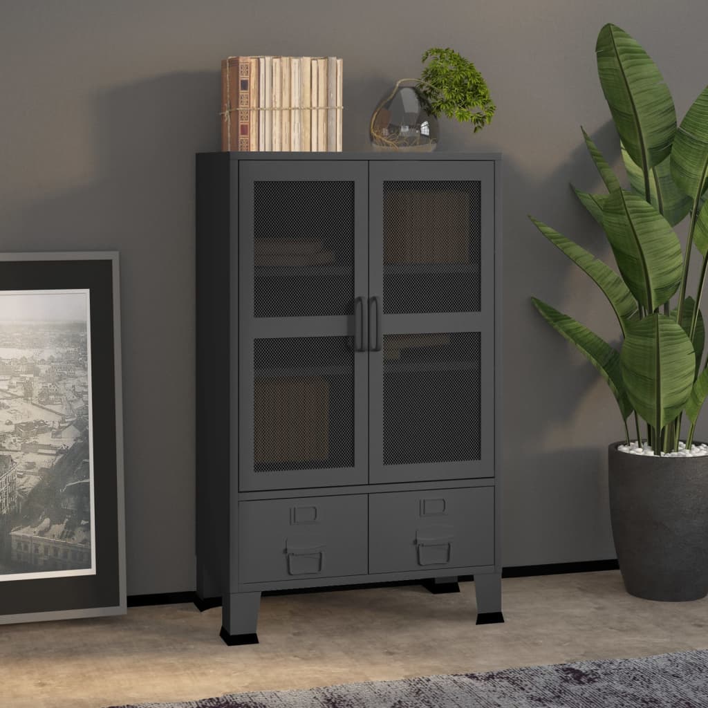 E-shop Multidom Industriálna úložná skrinka, antracitová 70x40x115 cm, kov