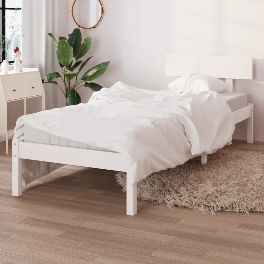 E-shop Multidom Posteľný rám, biely drevený masív 75x190cm malé jednolôžko