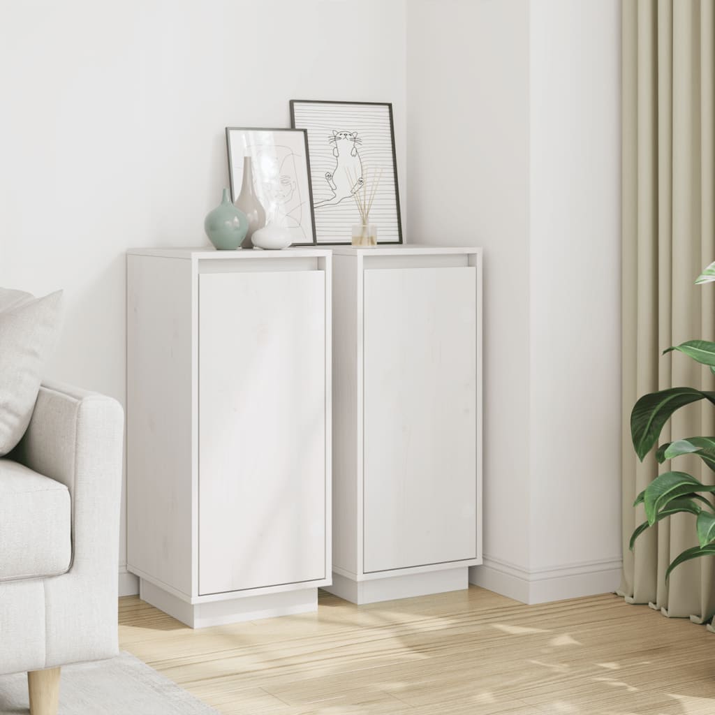 E-shop Multidom Komody 2 ks biele 31,5x34x75 cm borovicový masív