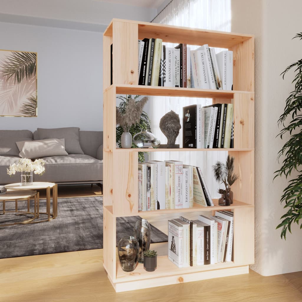 E-shop Multidom Knižnica/deliaca stena 80x25x132 cm masívna borovica