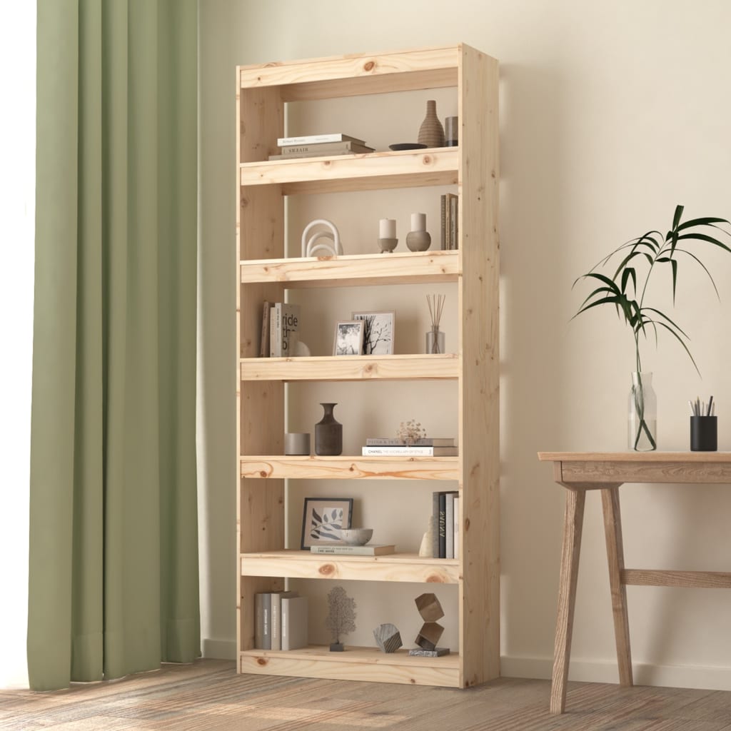 E-shop Multidom Knižnica/deliaca stena 80x35x199,5 cm masívna borovica