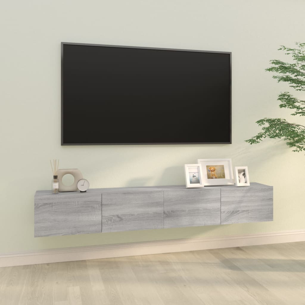 E-shop Multidom Nástenné TV stolíky 2ks dub sonoma 100x30x30cm spracované drevo