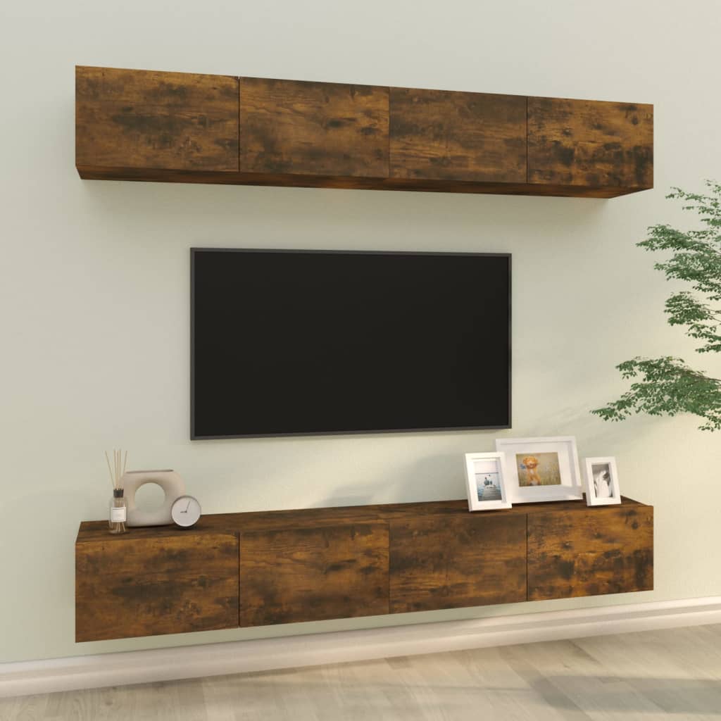 E-shop Multidom Nástenné TV skrinky 4 ks dymový dub 100x30x30 cm
