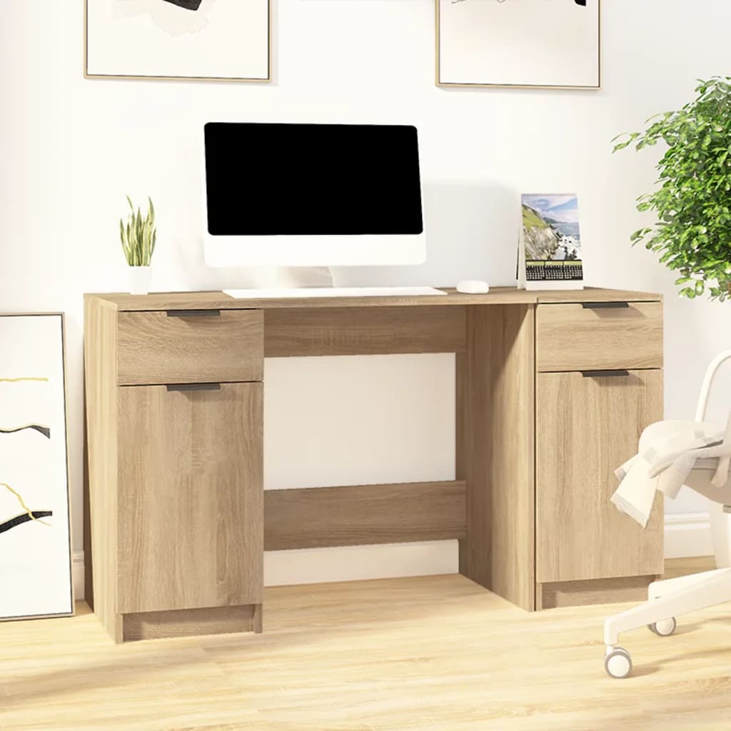 E-shop Multidom Stolík s bočnou skrinkou dub sonoma spracované drevo