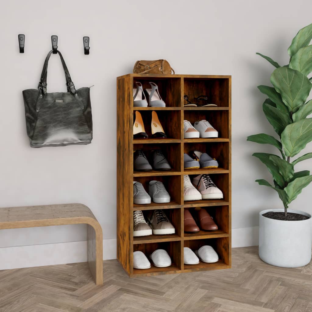 E-shop Multidom Regál na topánky dymový dub 54x34x100,5 cm spracované drevo