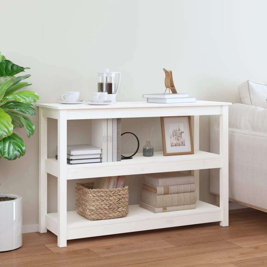 E-shop Multidom Konzolový stolík biely 110x40x74 cm masívne borovicové drevo