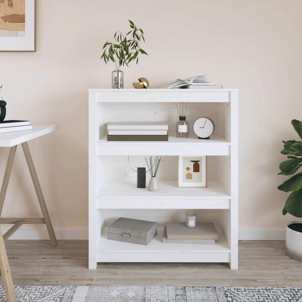 E-shop Multidom Knižnica biela 80x35x97 cm masívna borovica