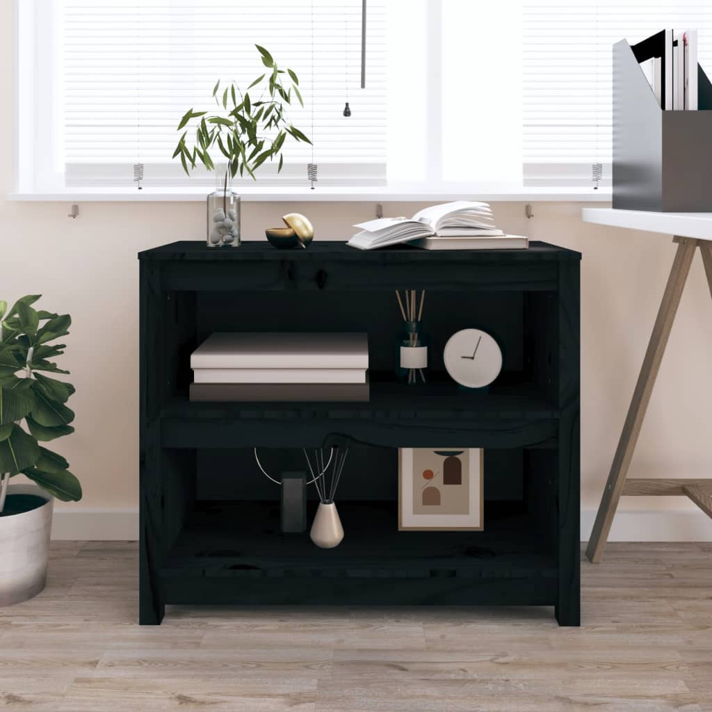 E-shop Multidom Knižnica čierna 80x35x68 cm masívna borovica