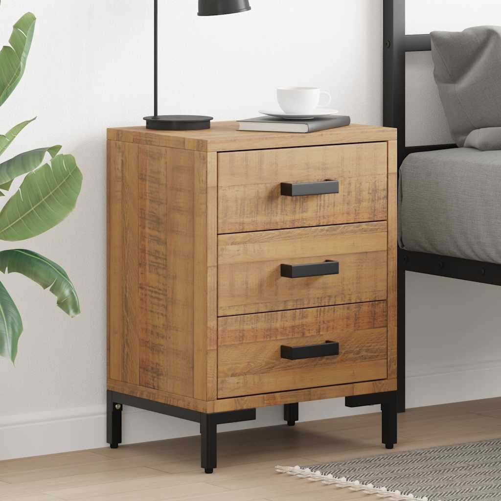 E-shop Multidom Nočný stolík hnedý 40x30x55 cm masívna recyklovaná borovica