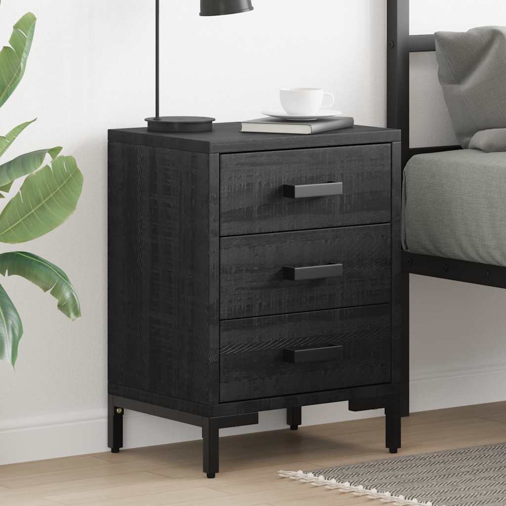 E-shop Multidom Nočný stolík čierny 40x30x55 cm masívna recyklovaná borovica
