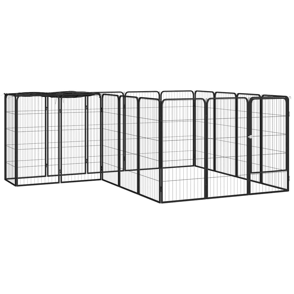 E-shop Multidom Ohrádka pre psov 18 panelov čierna 50x100 cm práškovaná oceľ