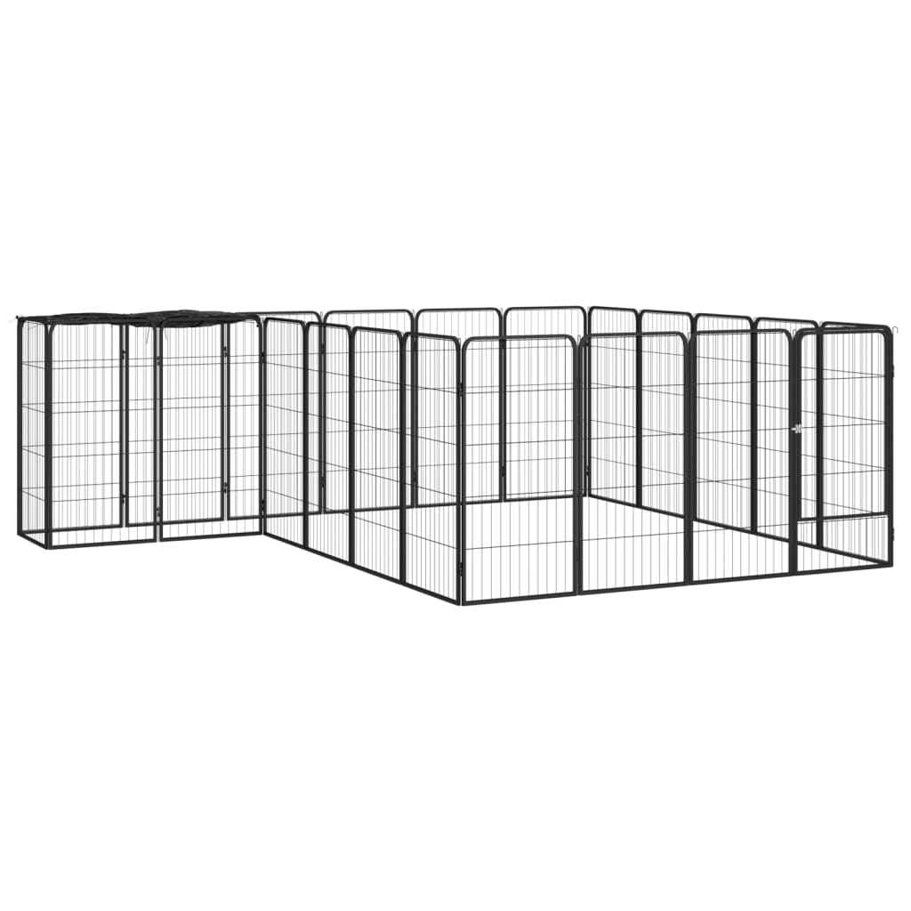 E-shop Multidom Ohrádka pre psov 22 panelov čierna 50x100 cm práškovaná oceľ