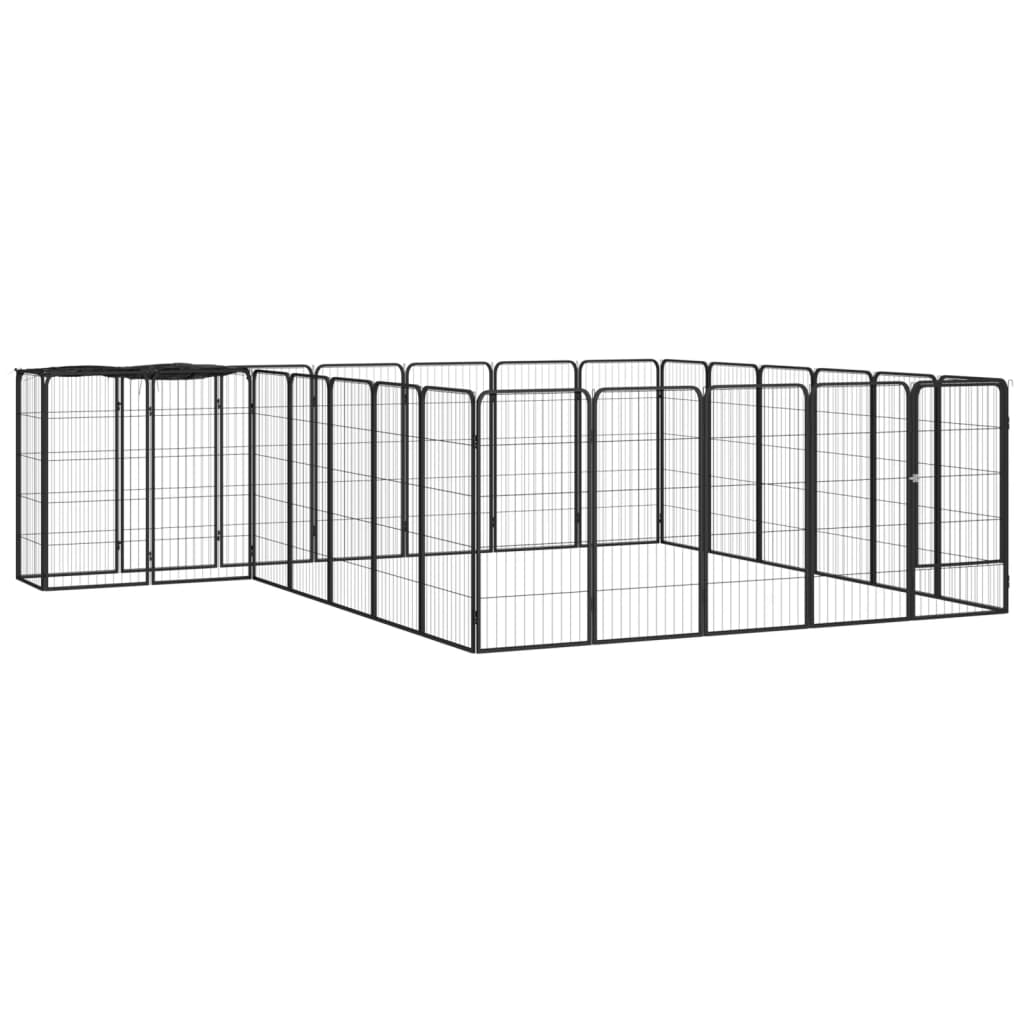E-shop Multidom Ohrádka pre psov 26 panelov čierna 50x100 cm práškovaná oceľ