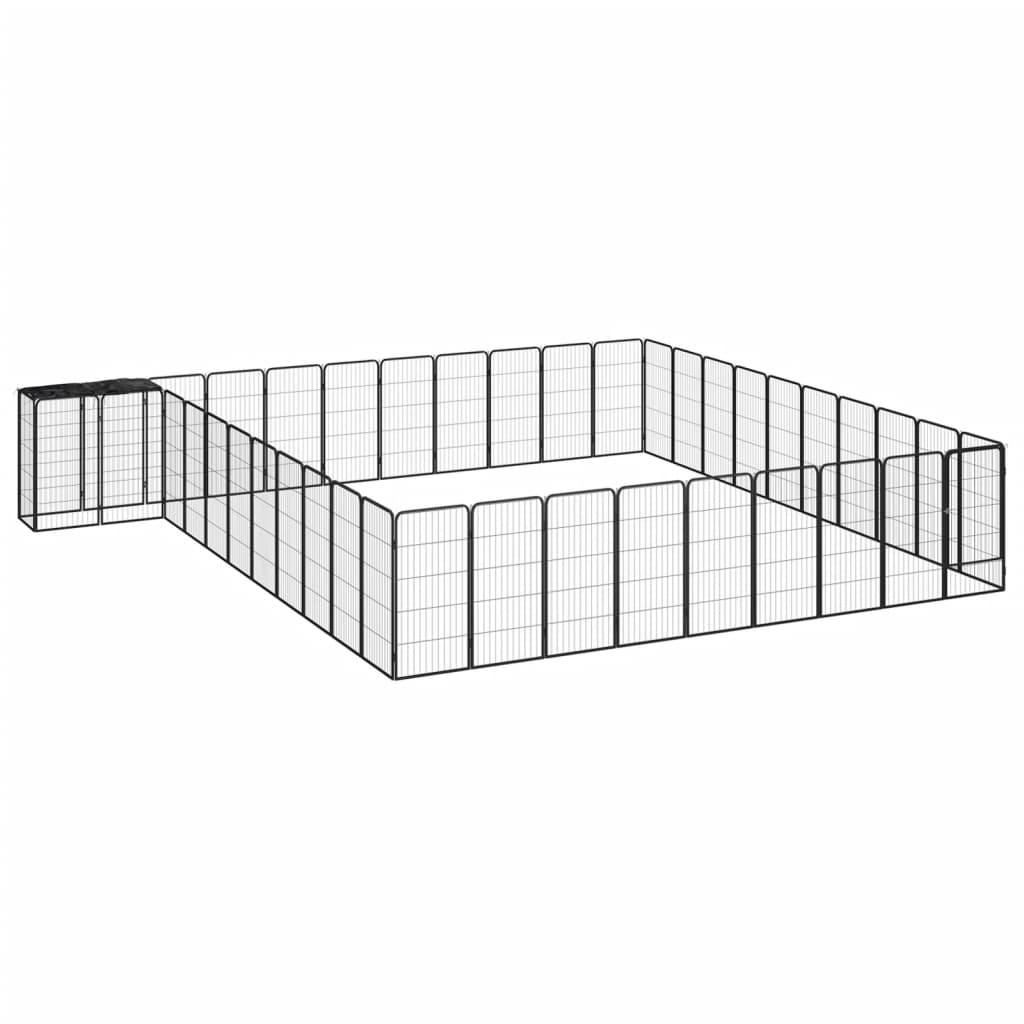 E-shop Multidom Ohrádka pre psov 42 panelov čierna 50x100 cm práškovaná oceľ