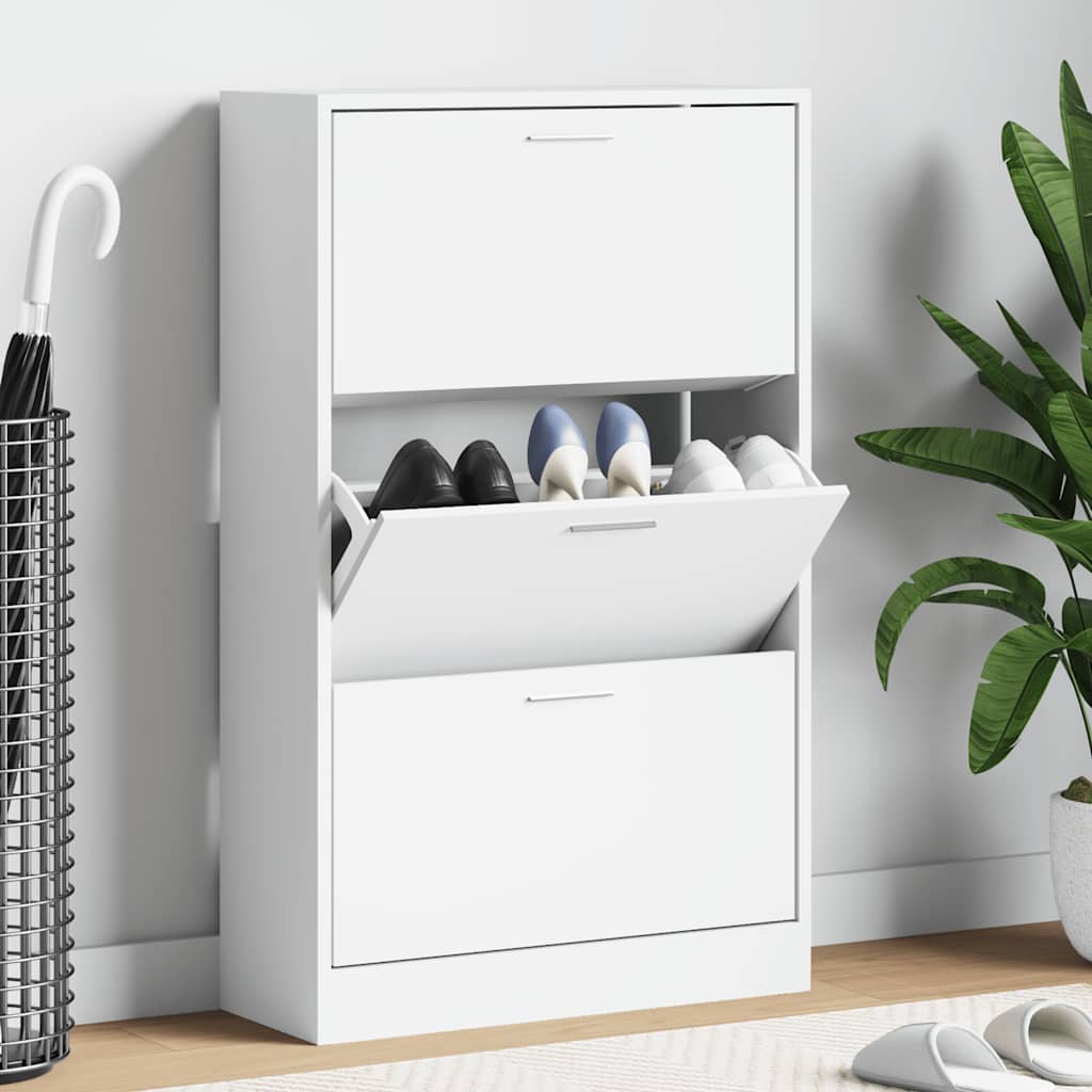 E-shop Multidom Botník lesklý biely 63x24x103 cm spracované drevo