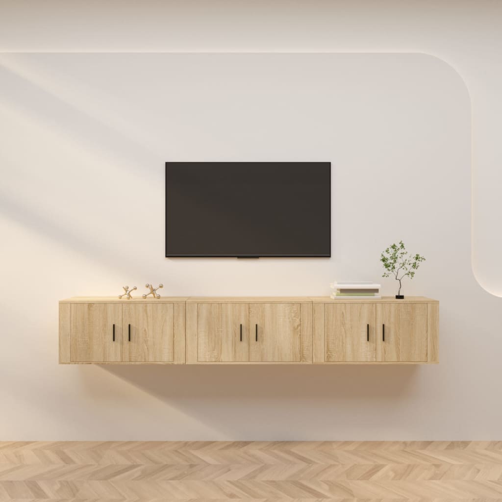 E-shop Multidom Nástenné TV skrinky 3 ks dub sonoma 80x34,5x40 cm