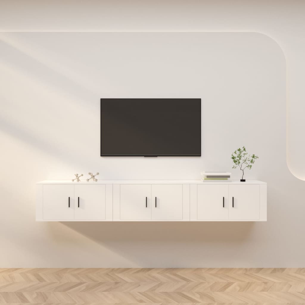 E-shop Multidom Nástenné TV skrinky 3 ks biele 80x34,5x40 cm