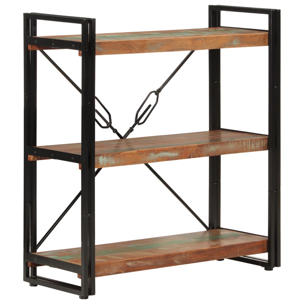 E-shop Multidom Knižnica s 3 policami 77x30x80 cm recyklovaný masív a železo