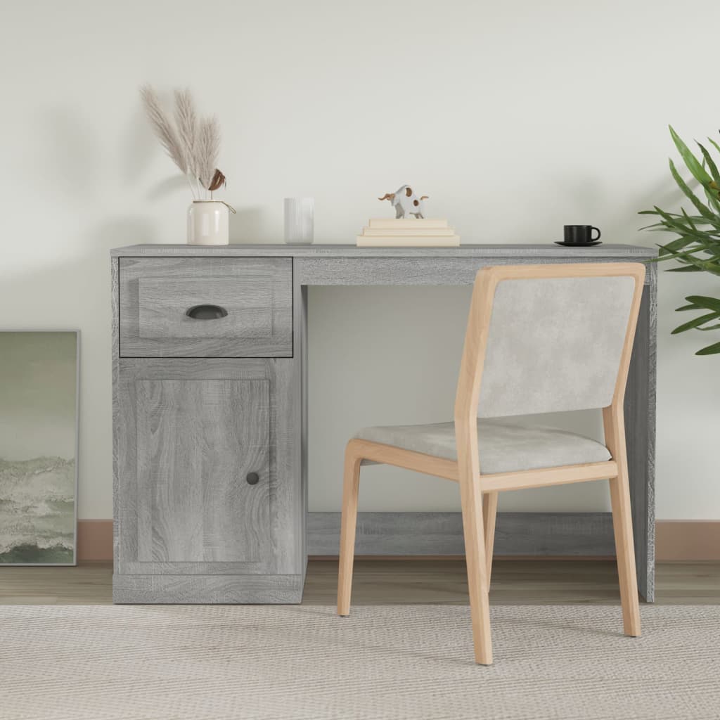 E-shop Multidom Stolík so zásuvkami sivý sonoma 115x50x75 cm kompozitné drevo