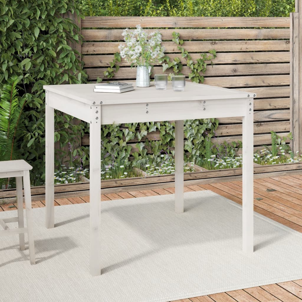 E-shop Multidom Záhradný stolík biely 82,5x82,5x76 cm borovicový masív