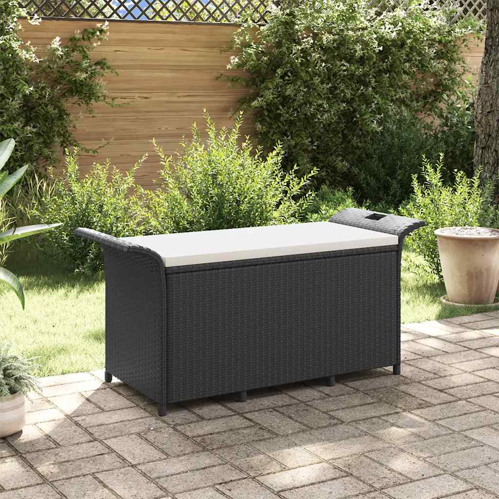 E-shop Multidom Záhradná lavička s vankúšmi čierna 116x46x57 cm polyratan