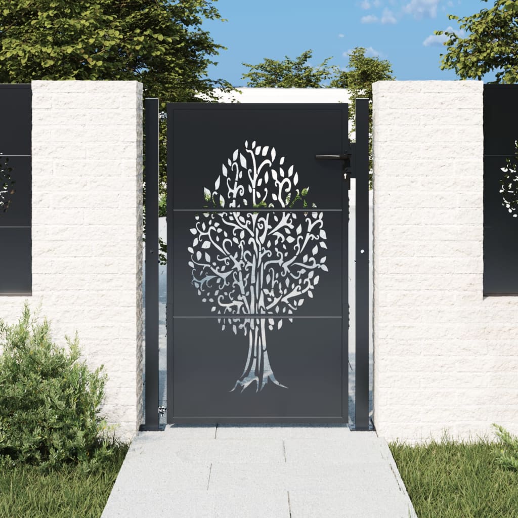 E-shop Multidom Záhradná brána antracitová 100x150 cm oceľový dizajn stromu