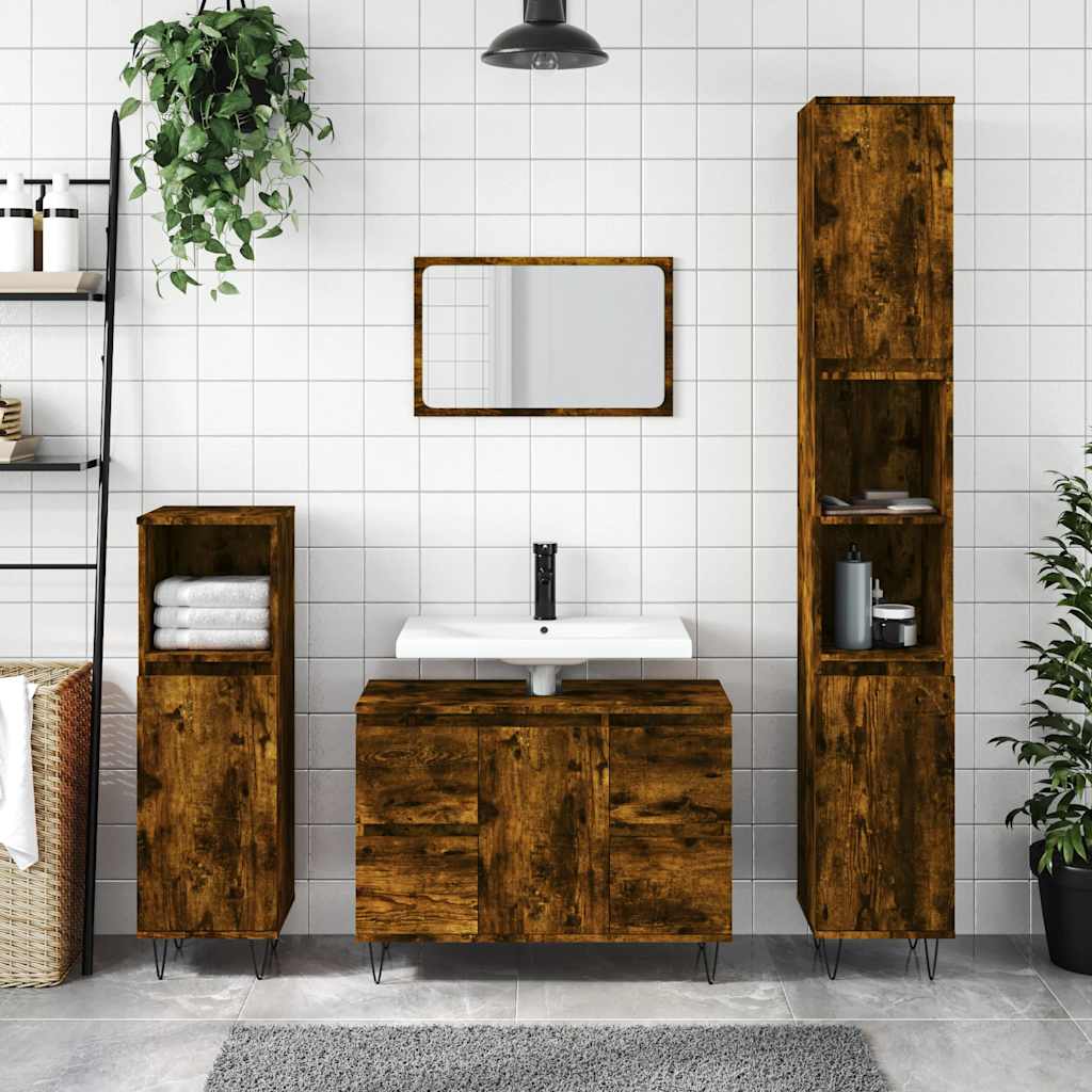 E-shop Multidom Kúpeľňová skrinka dymový dub 80x33x60 cm kompozitné drevo