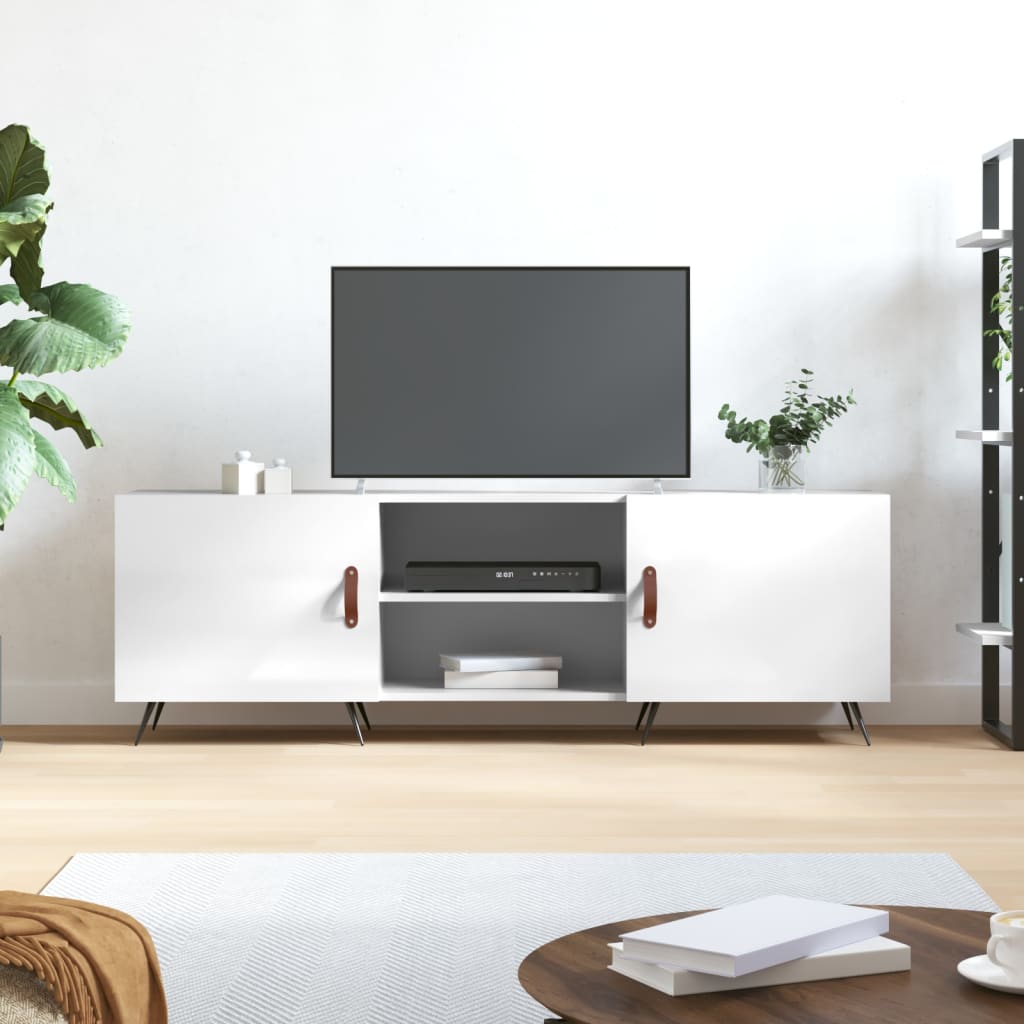 E-shop Multidom TV skrinka lesklá biela 150x30x50 cm kompozitné drevo