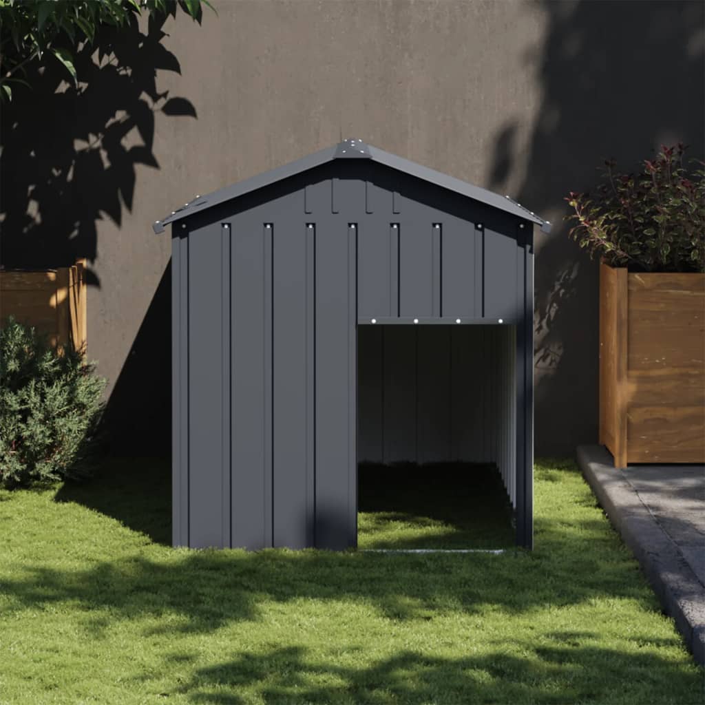 E-shop Multidom Búda pre psa so strechou antracitová 117x153x123 cm pozin. oceľ